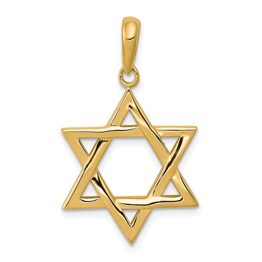 14K Yellow Gold Star of David Charm Pendant