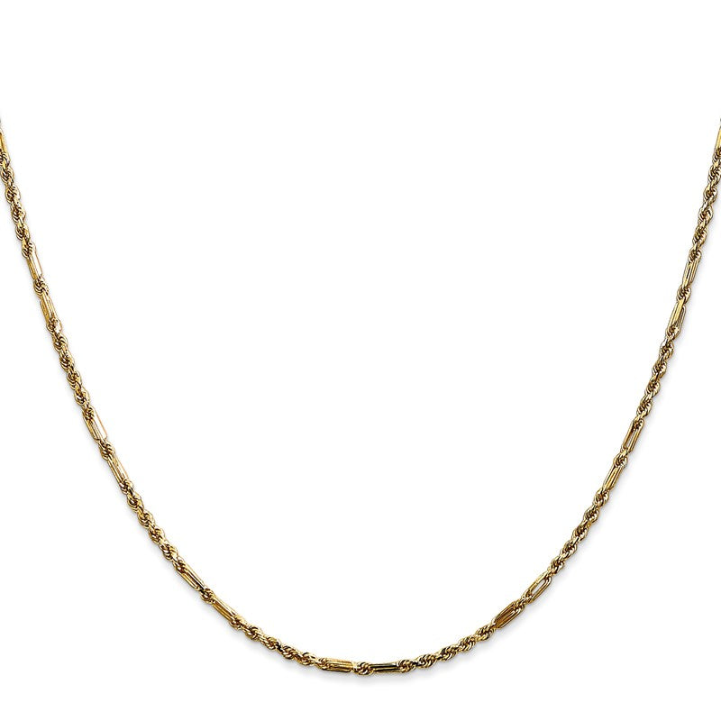 14K Yellow Gold 1.8mm Milano Rope Chain Necklace, 16" Inch