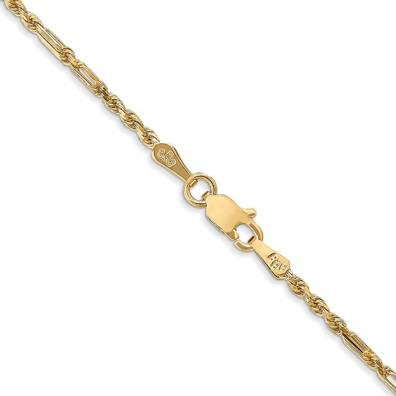 14K Yellow Gold 1.8mm Milano Rope Chain Necklace, 16" Inch