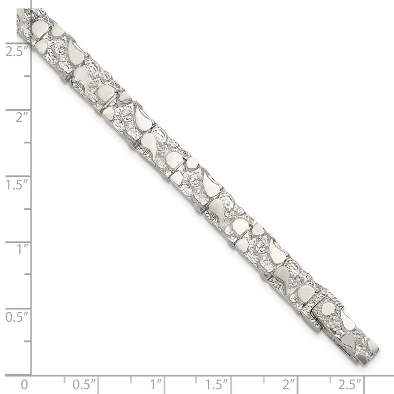 .925 Sterling Silver Men's 7mm Nugget Bracelet, 7 Inches