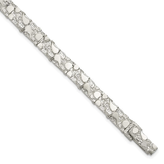 .925 Sterling Silver Men's 7mm Nugget Bracelet, 7 Inches