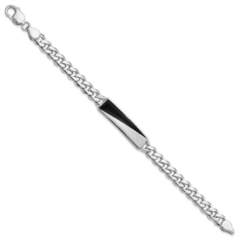 .925 Sterling Silver Men's Enameled Bar Link Bracelet, 8 Inch