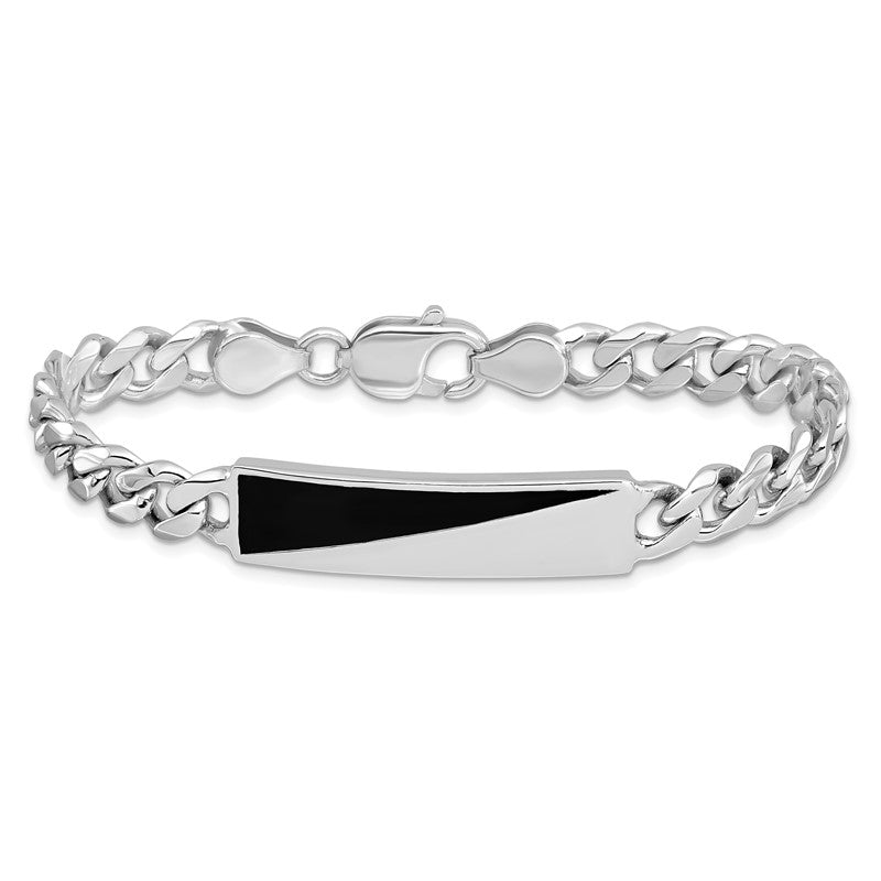 .925 Sterling Silver Men's Enameled Bar Link Bracelet, 8 Inch