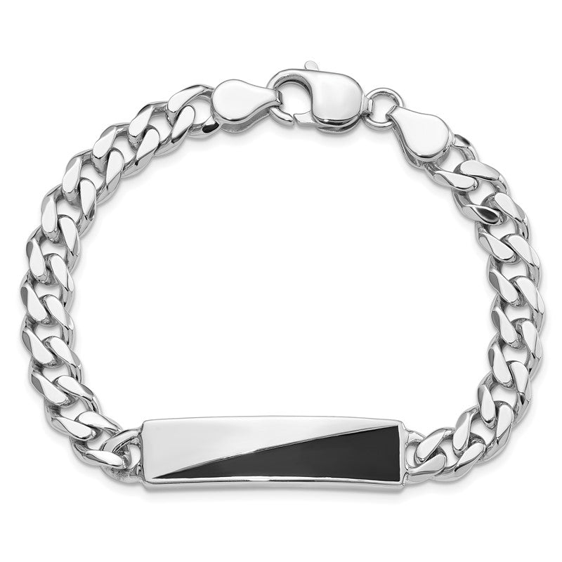 .925 Sterling Silver Men's Enameled Bar Link Bracelet, 8 Inch