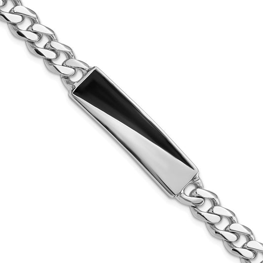 .925 Sterling Silver Men's Enameled Bar Link Bracelet, 8 Inch