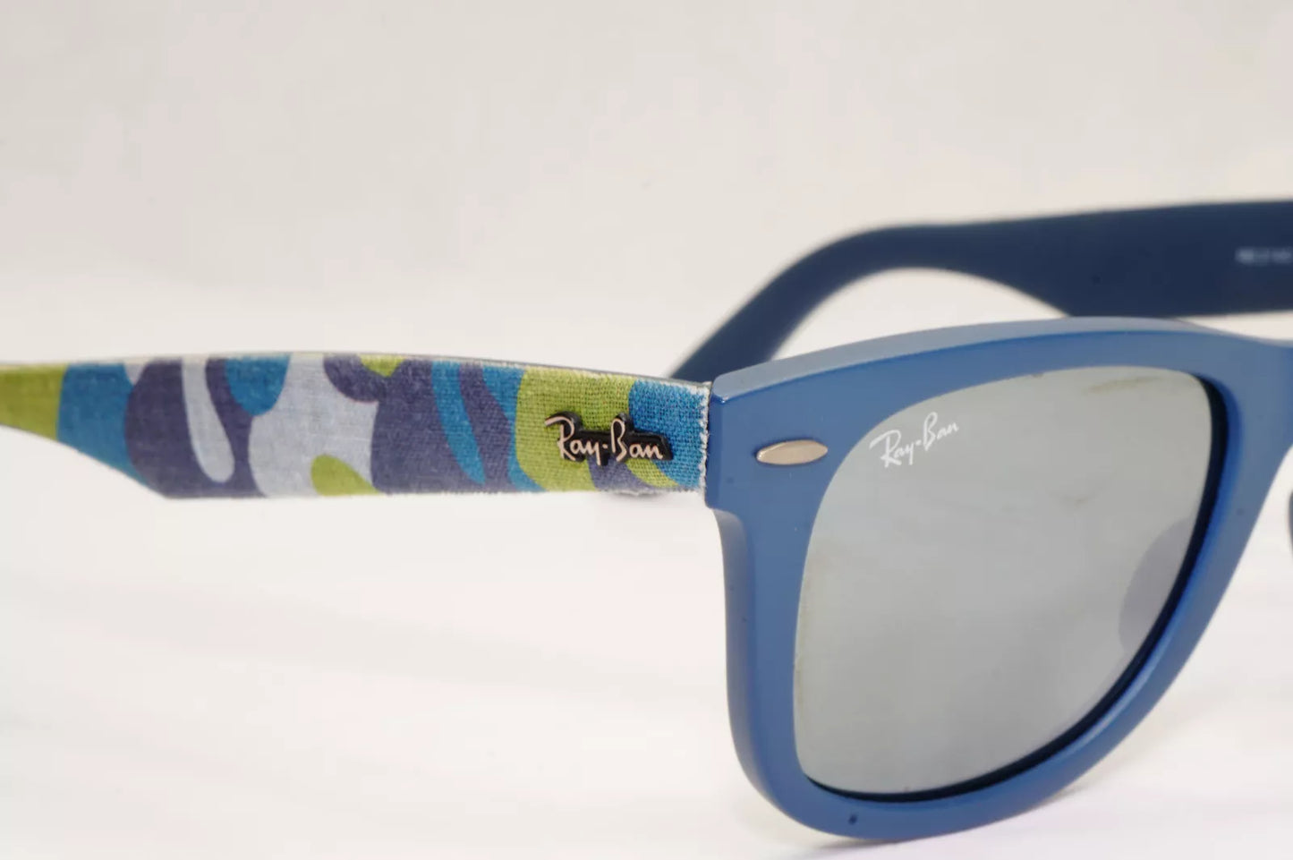 Ray-Ban Sunglasses Wayfarer Camoflauge Blue Silver Grey Mirror RB 2140 6061/40