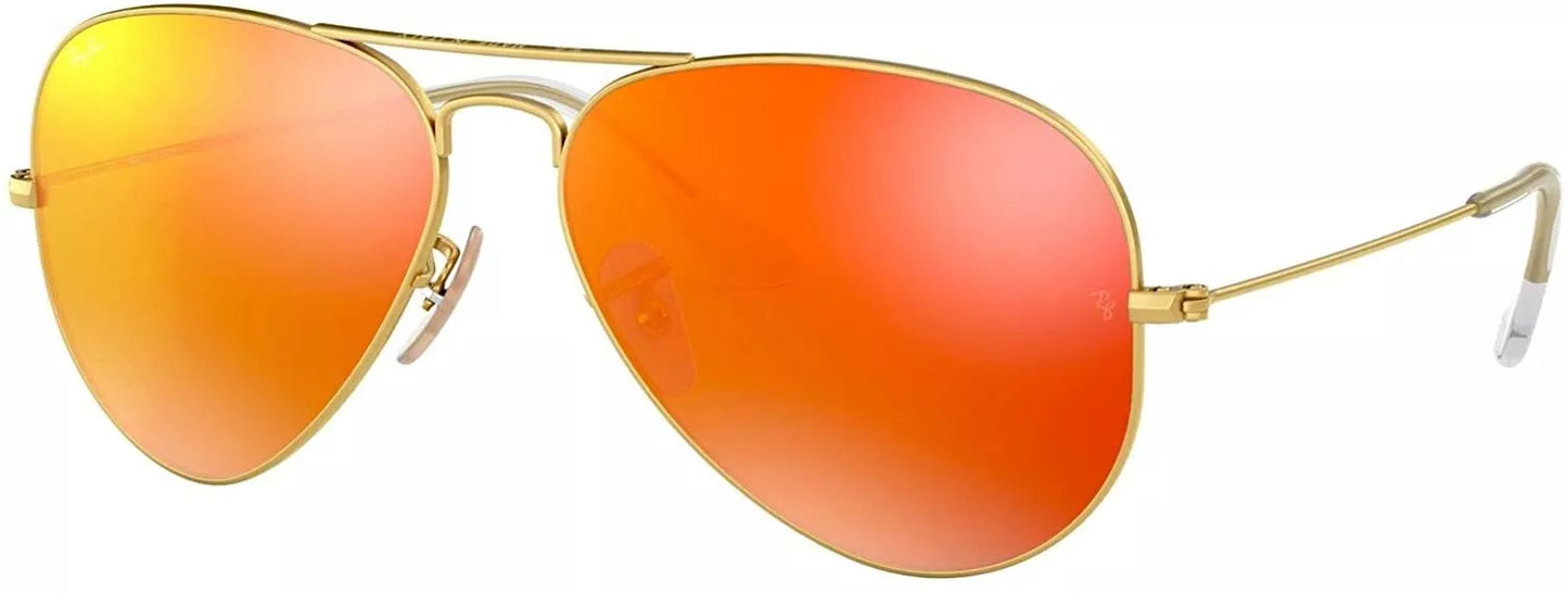 Ray-Ban RB 3025 112/69 58mm Metal Aviator Gold / Brown Orange Mirror MSRP $180