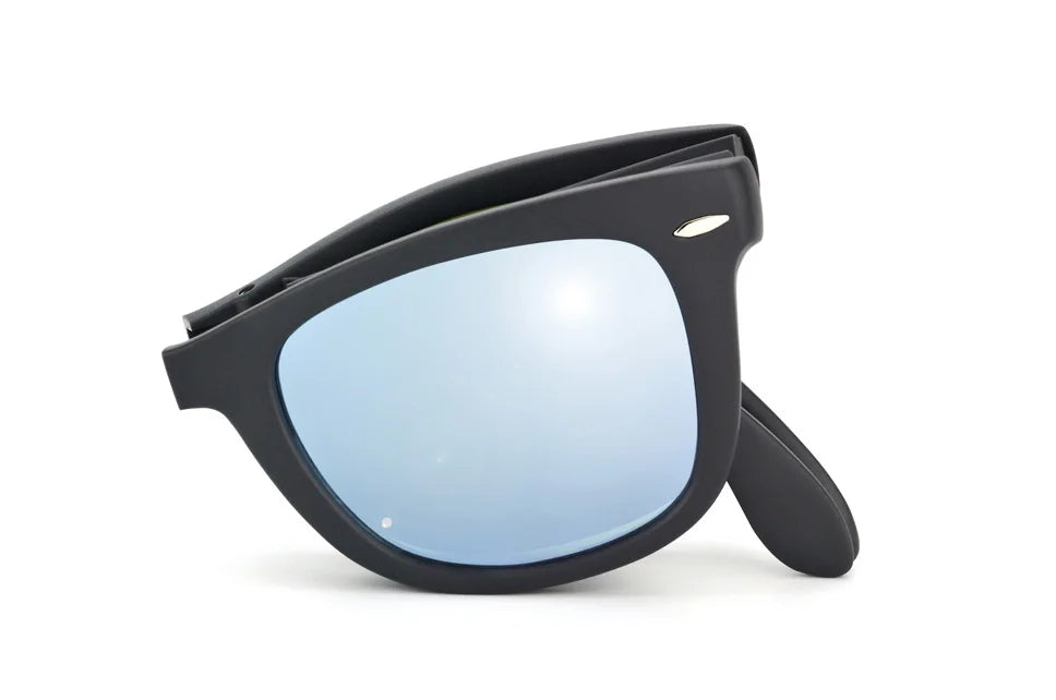 Ray Ban Folding Wayfarer Matte Grey Frame Blue Lens RB4105 6022/30 MSRP $180