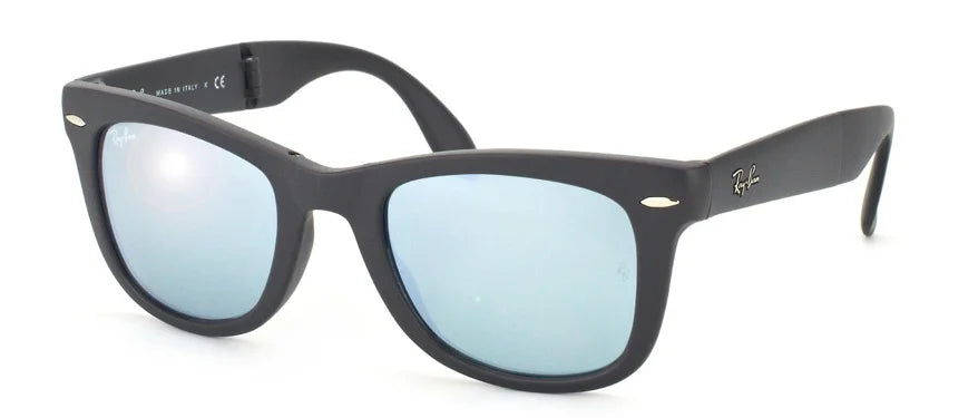 Ray Ban Folding Wayfarer Matte Grey Frame Blue Lens RB4105 6022/30 MSRP $180