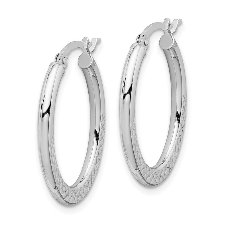 14K White Gold Women's Stylish Hoop Earrings