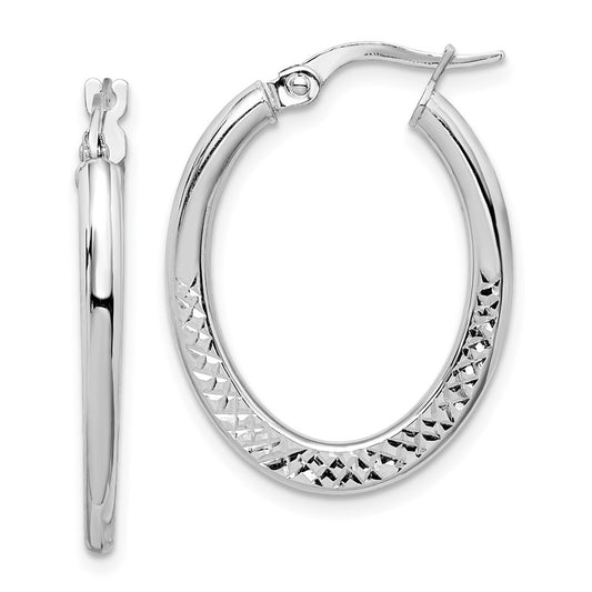 14K White Gold Women's Stylish Hoop Earrings