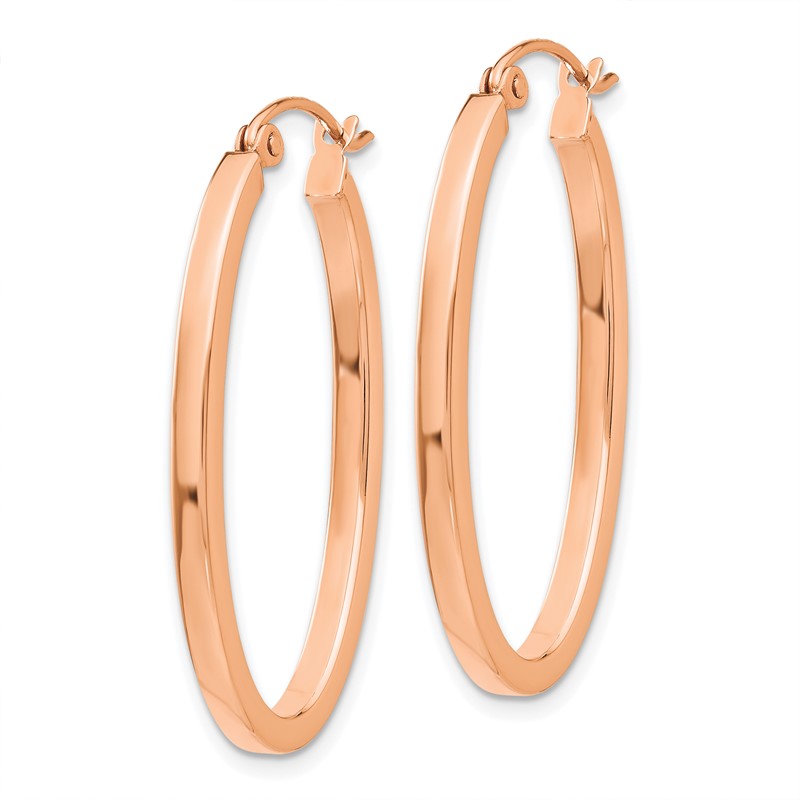 14K Rose Gold Women's Polished Oval Tube Hoop Earrings