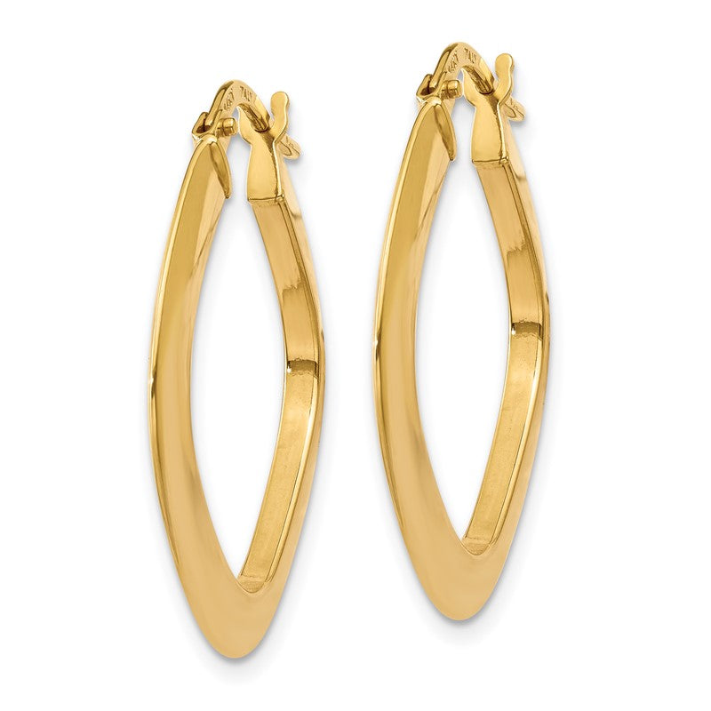 14K Yellow Gold Women's 1.5MM Tapered Square Hoop Earrings