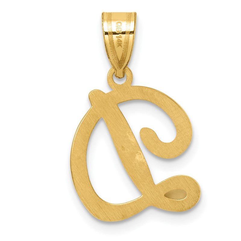 14K Yellow Gold Script Letter D Initial Charm Pendant