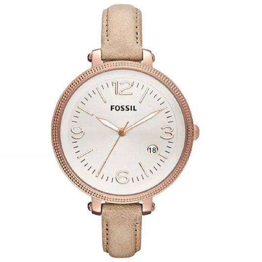 Fossil Heather White Dial Sand Leather Ladies Watch ES3133 MSRP $115