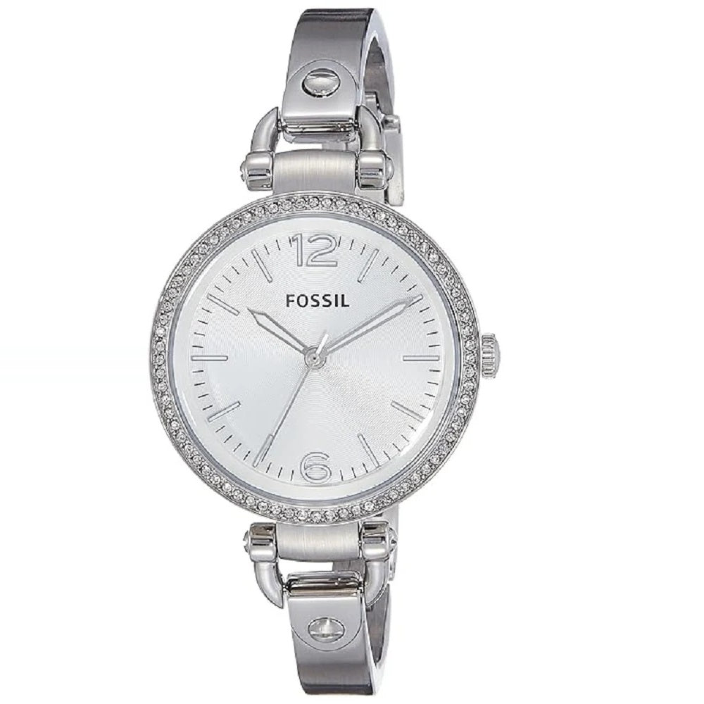 Fossil Georgia Glitz Silver Dial Ladies Watch ES3225 MSRP $125