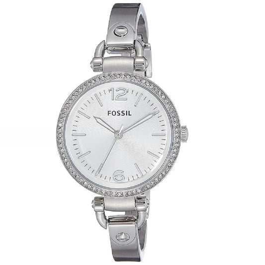 Fossil Georgia Glitz Silver Dial Ladies Watch ES3225 MSRP $125