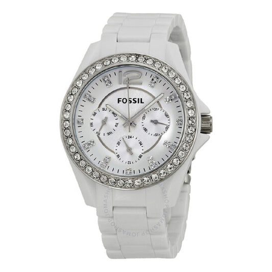 Fossil Riley Multi-Function White Dial White Resin Ladies Watch ES3252 MSRP $105