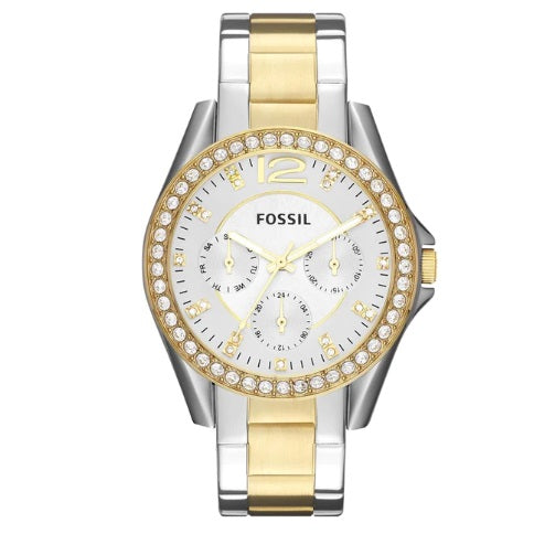 Fossil Riley Women's Watch Crystal Accents Stainless Steel Bracelet Band ES2787