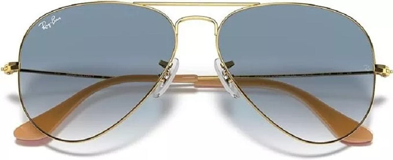 Ray-Ban RB3025 001/3F Aviator Gradient Sunglasses with Gold Frame Blue Lens $180