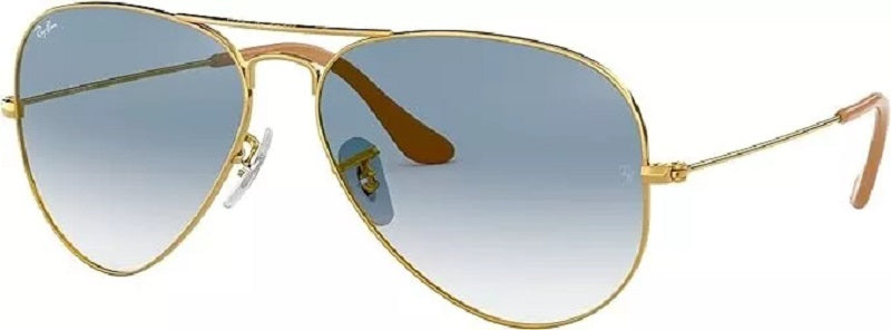 Ray-Ban RB3025 001/3F Aviator Gradient Sunglasses with Gold Frame Blue Lens $180